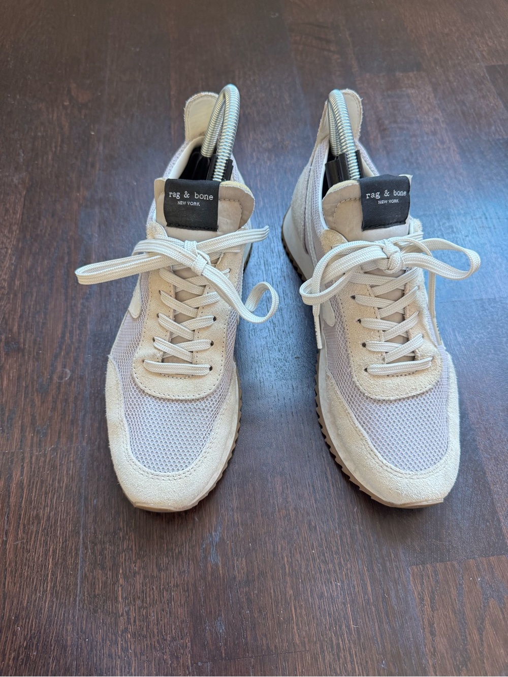 rag & bone women’s beige/light purple mesh & suede Low-Top Sneakers
